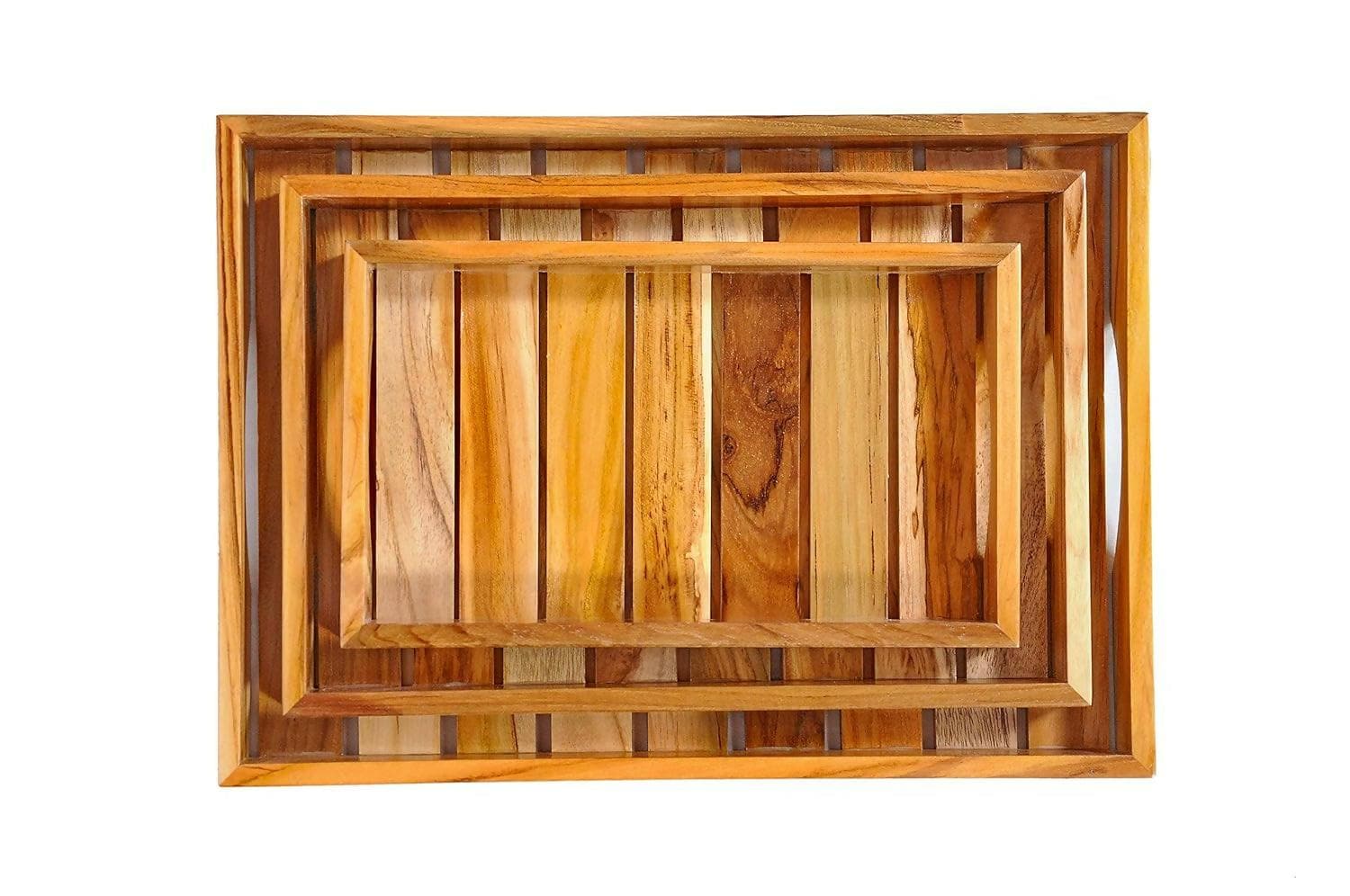 Wooden Teakwood Serving Trays (Single Piece) - HalfPe