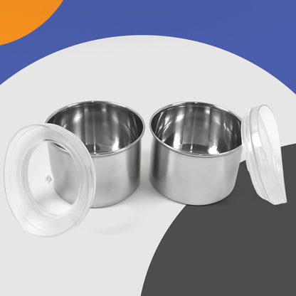 Multipurpose Stainless Steel Airtight Containers With See Through Lid (2 Pc / 500 Ml)