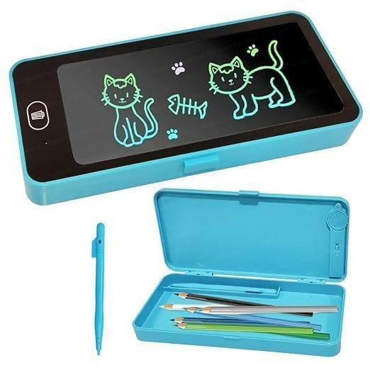 Multifunctional Writing Tablet & Geometry Box for Kids – Smart Pencil Box with LCD Writing Pad, Compass Set & Stationery Organizer – All-in-One School Supply Kit for Boys & Girls