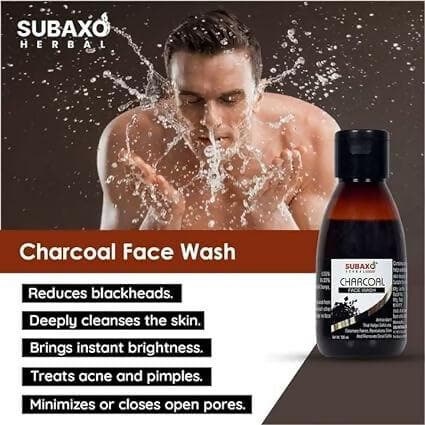 SUBAXO Charcoal Herbal Face Wash Clean Pores & Remove Dead Cells (100ml) - HalfPe