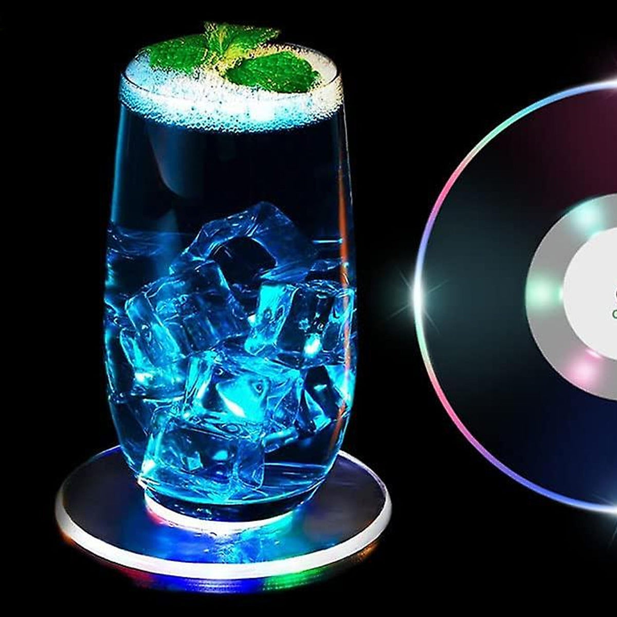 Colorful Led Cocktail Coaster Round Ultra-thin Led Drink Coaster (1 Pc) HP DD