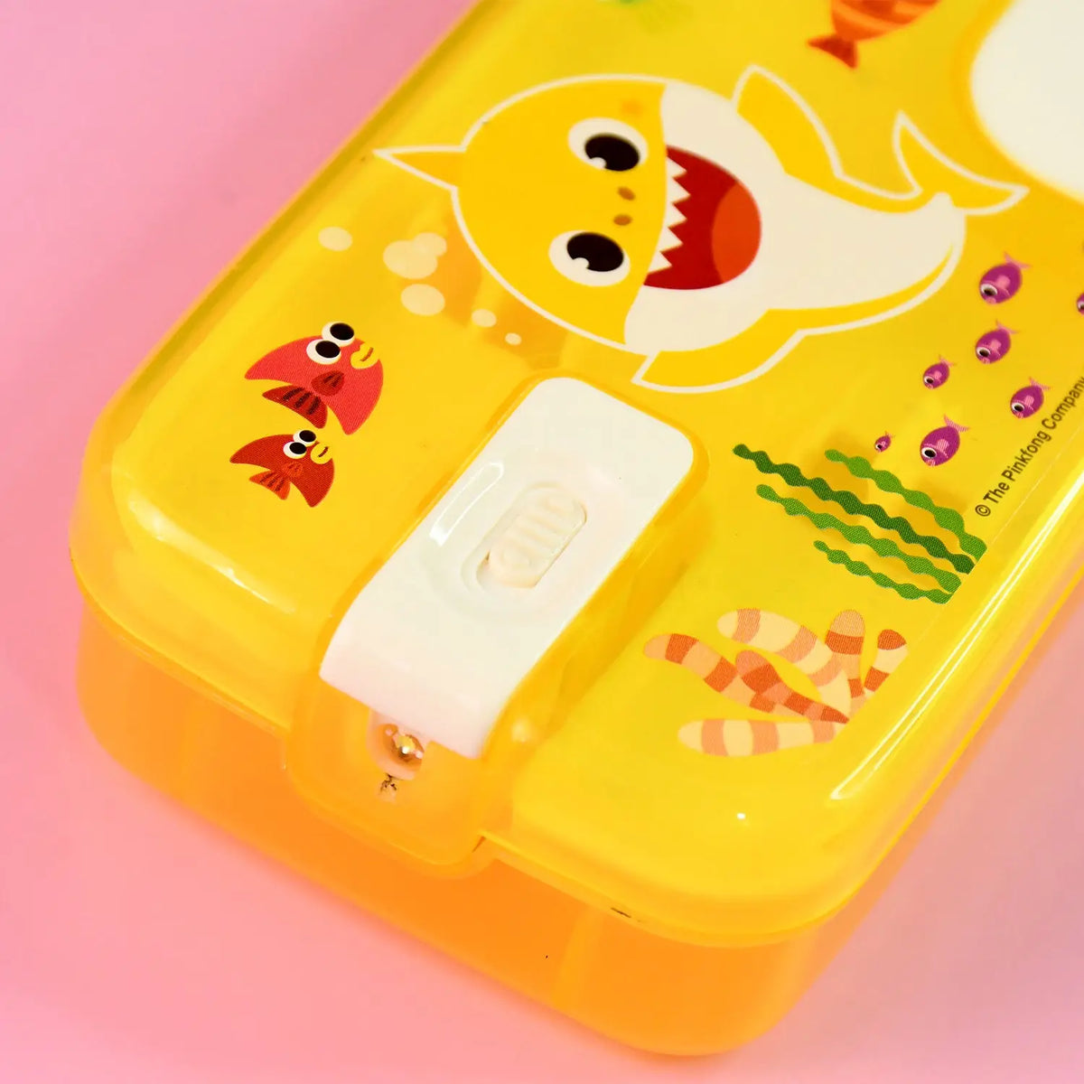 Plastic Pencil Box with LED Light & Cartoon Print – 1 Pc Dual Compartment Stationery Organizer Case for Kids HP DD
