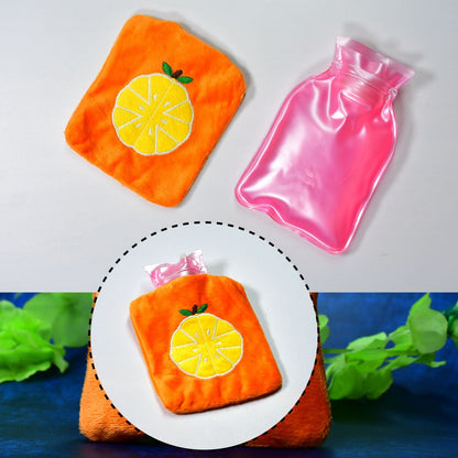 Orange Small Hot Water Bag with Cover with Pain Relief for Neck, Shoulder, Hands, Feet & Cramps