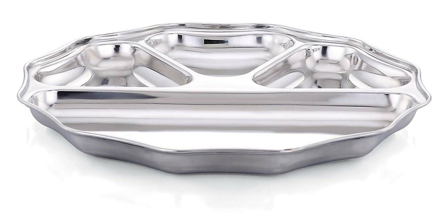 Stainless steel compartment plate (32cm)