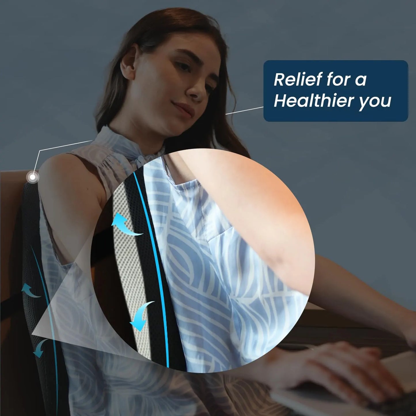 Sleepsia Memory Foam Back Support for Office Chair | Lumbar Support for Office Chair, Car Seat Back Support,(Gel Infused, Black/Grey)