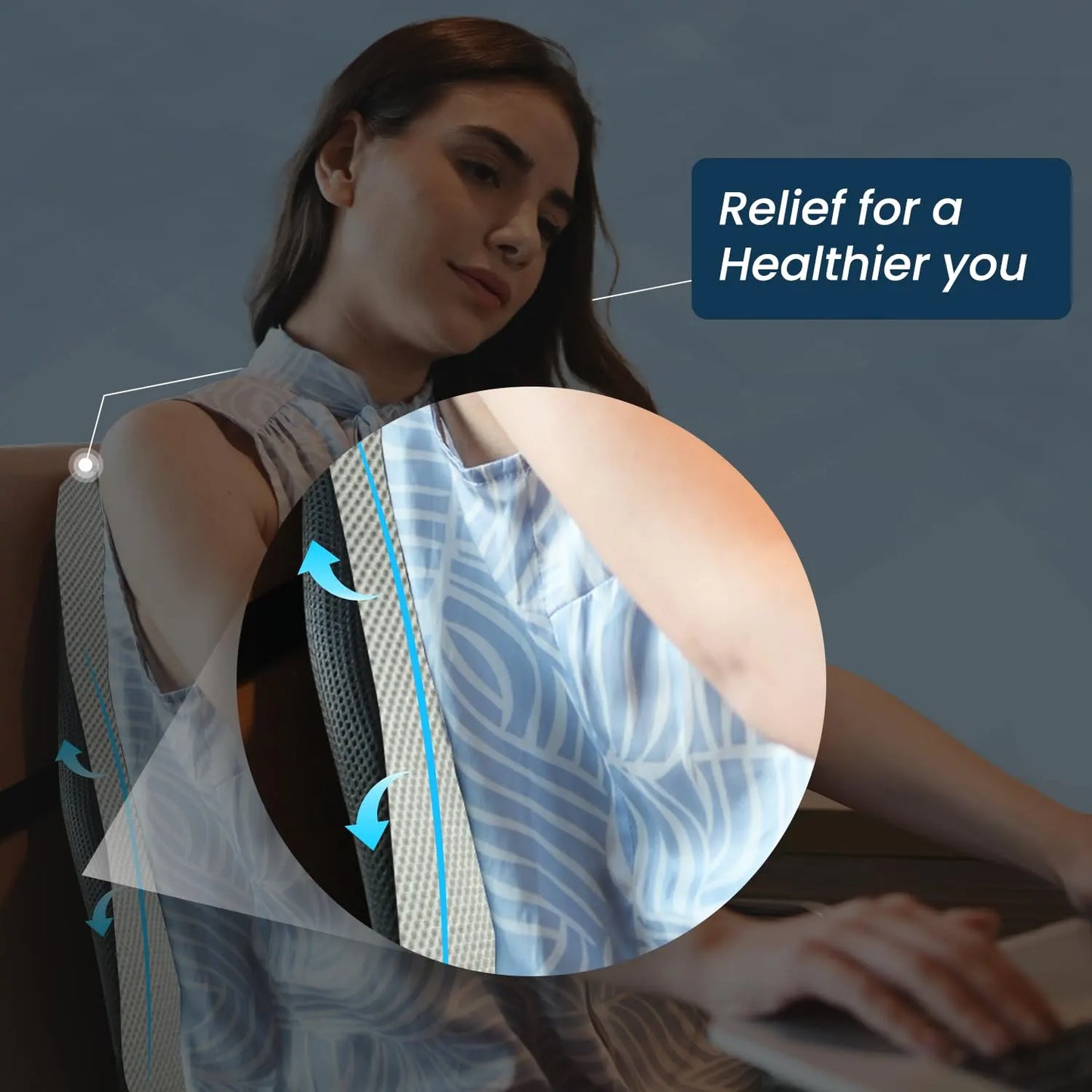 Sleepsia Memory Foam Back Support for Office Chair | Lumbar Support for Office Chair, Car Seat Back Support,(Gel Infused, Grey/Black)