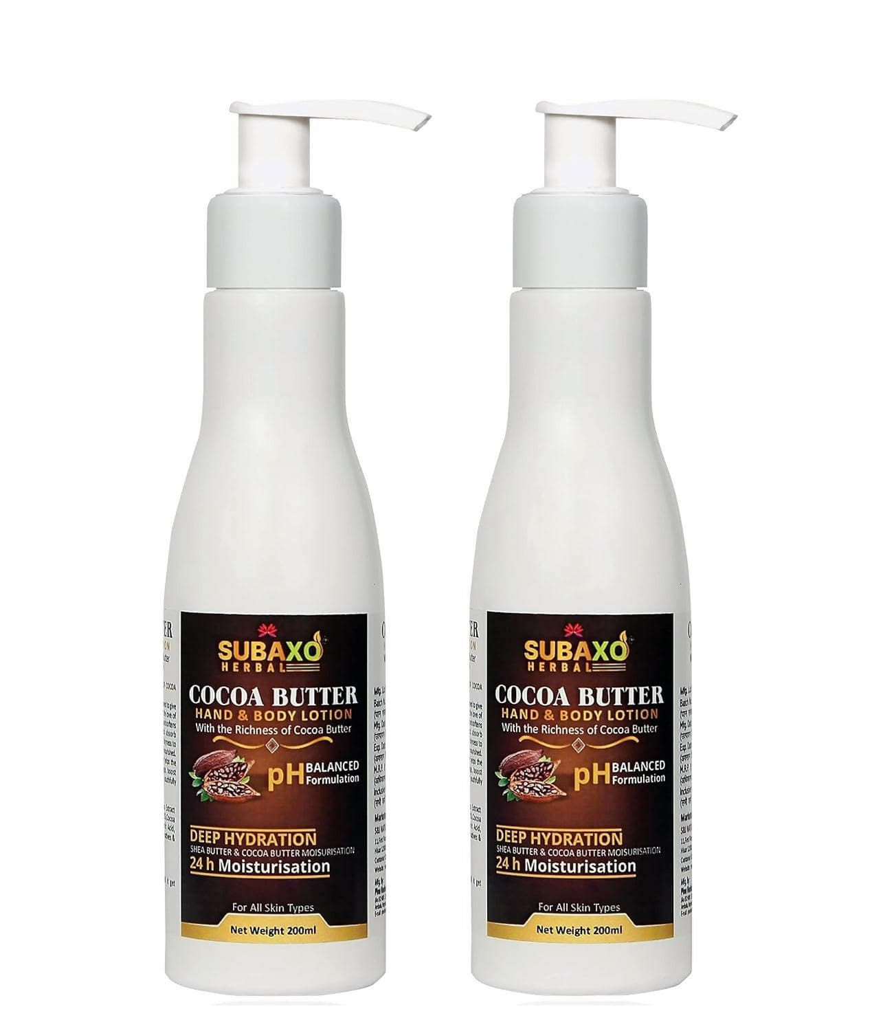 SUBAXO Cocoa Butter Herbal Body Lotion Duo (2x200ml,Pack Of 2) - HalfPe