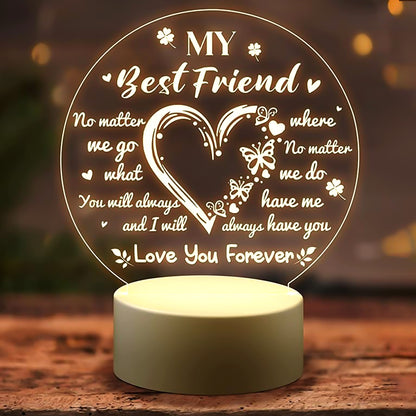 3d Illusio Led Night Lampn With Heart And Best Friend Design