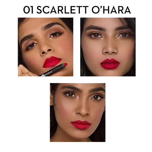 Sugar Cosmetics Matte As Hell Crayon Lipstick - Highly Pigmented & Long Lasting, Red, 2.8 g 01 Scarlett O'hara