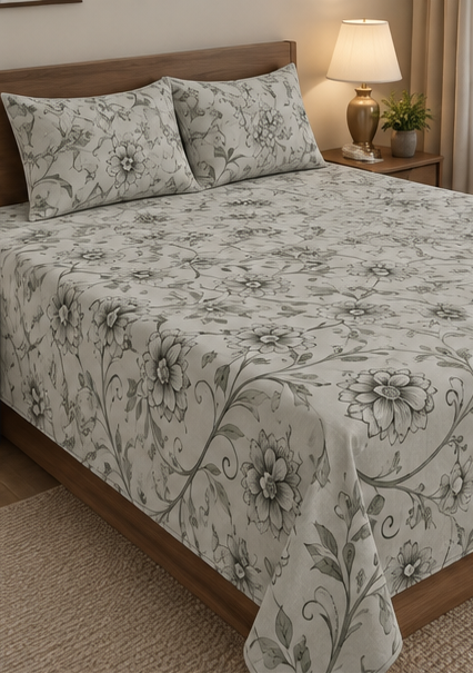 Petal 100% Pure Cotton Percale Super King Bedsheet With 2 Pillow Covers