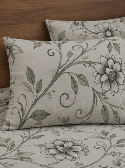 Petal 100% Pure Cotton Percale Super King Bedsheet With 2 Pillow Covers