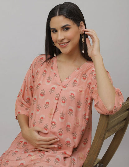 Bellini Blush Maternity and Nursing Kurta Set - MEW-SK-PCHMS-S