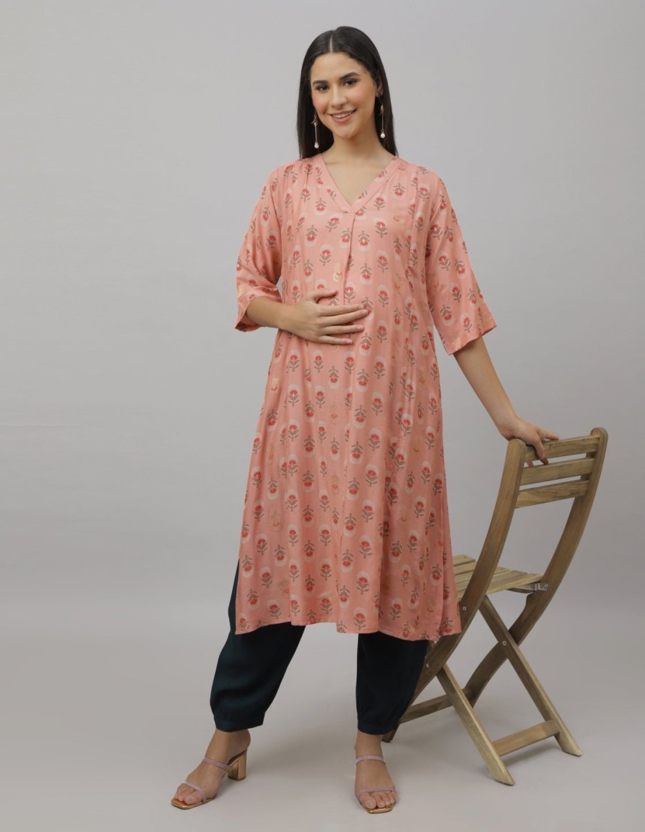 Bellini Blush Maternity and Nursing Kurta Set - MEW-SK-PCHMS-S