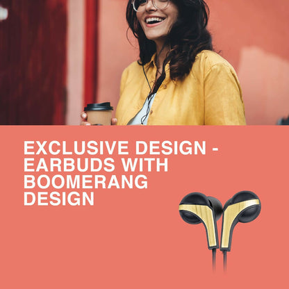 FINGERS SoundBoomerang Wired Earphones with Mic (Ink Black + Gold)