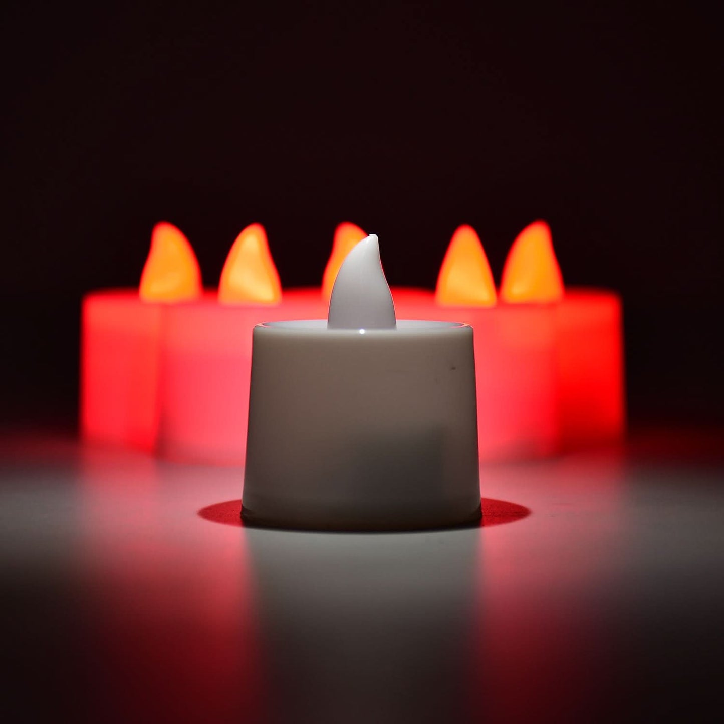 Decorative Flameless Candles Red LED Tealights (Pack of 24)