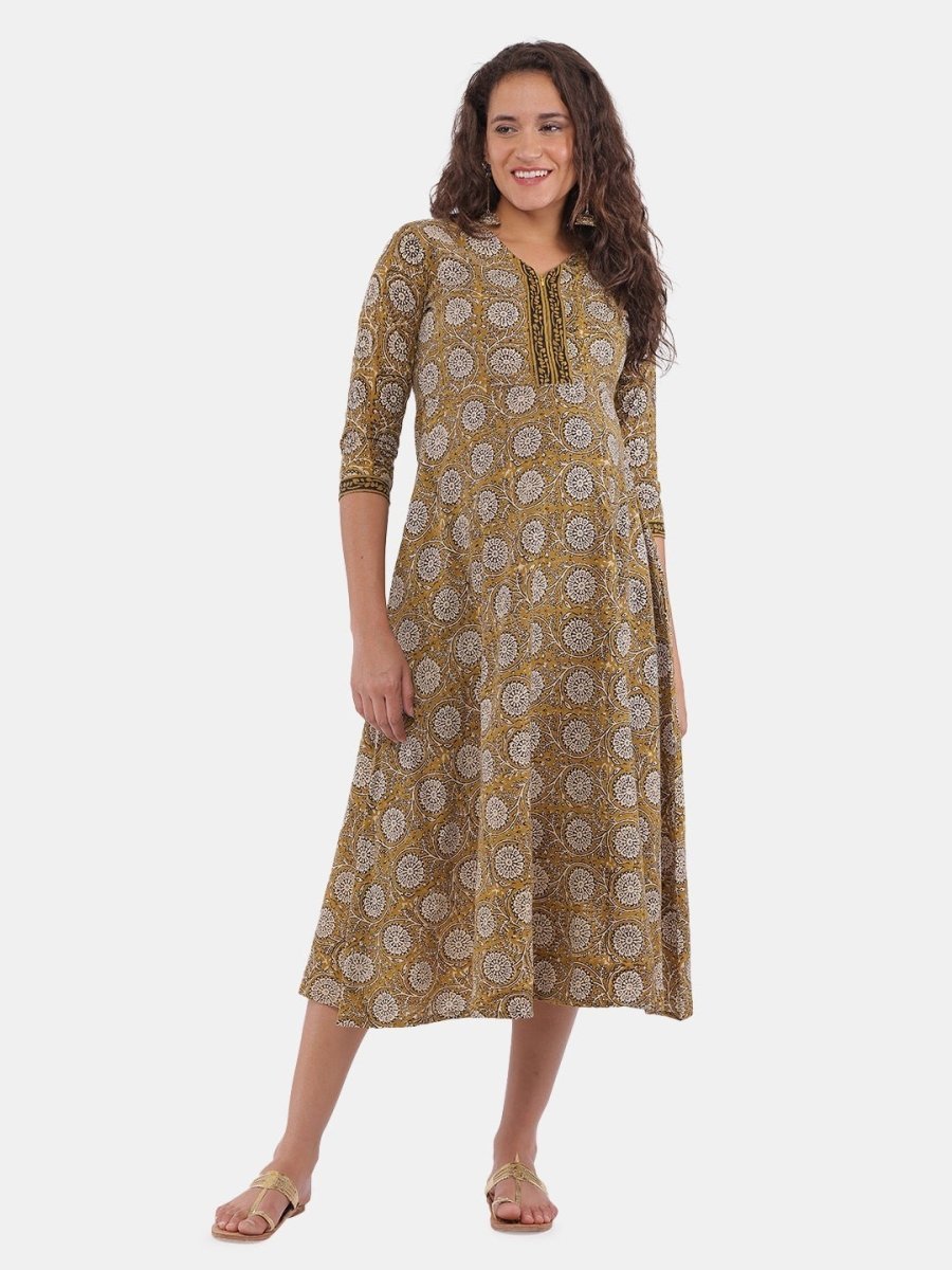 Bhumi Floral Print Maternity and Nursing Kurti Dress - DRS-MSYFVG-S