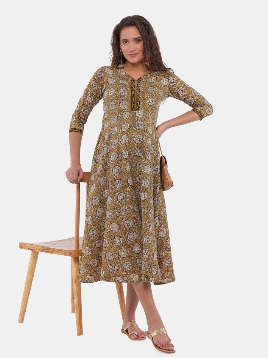 Bhumi Floral Print Maternity and Nursing Kurti Dress - DRS-MSYFVG-S