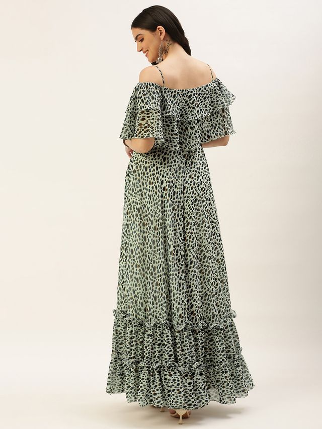 Bollywood Vogue Ready To Wear Cream Georgette Digital Printed Gown
