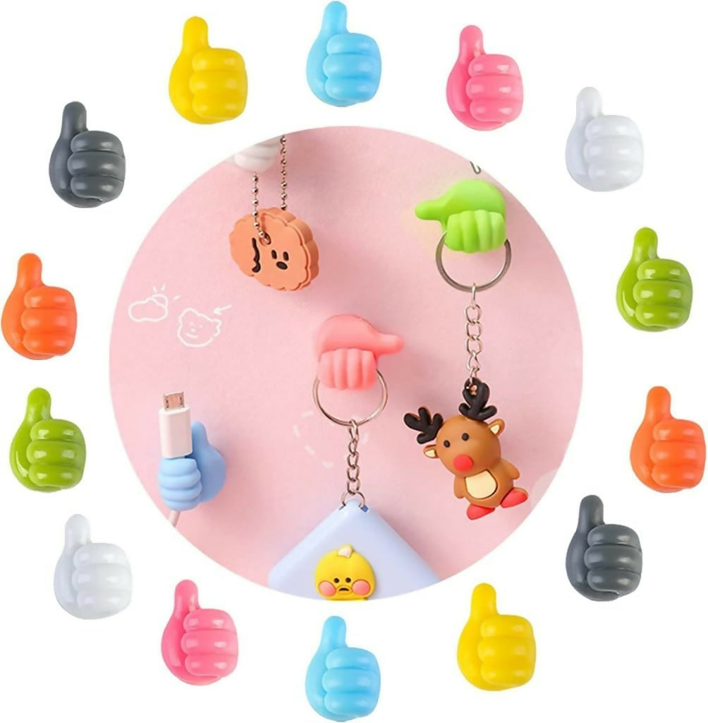 Self-Adhesive Silicone Thumb Hooks Multi-Use Wall Holders for Keys, Cables & Accessories