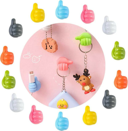 Self-Adhesive Silicone Thumb Hooks Multi-Use Wall Holders for Keys, Cables & Accessories