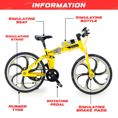 Metal Model Bicycle - Yellow Mountain Bike Toy for Kids, Ideal for Boys and Girls