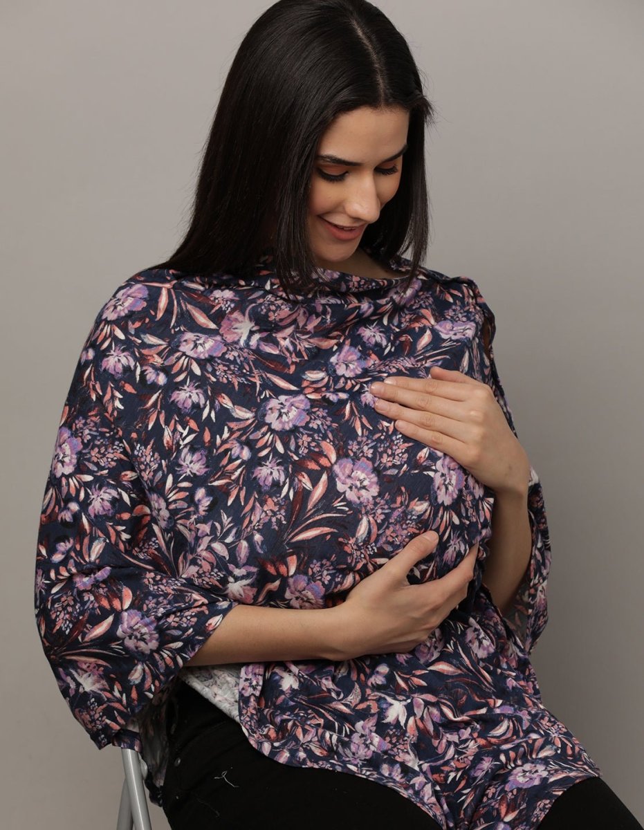 Blue Floral Nursing Cover and Top - NURC-BLFRL