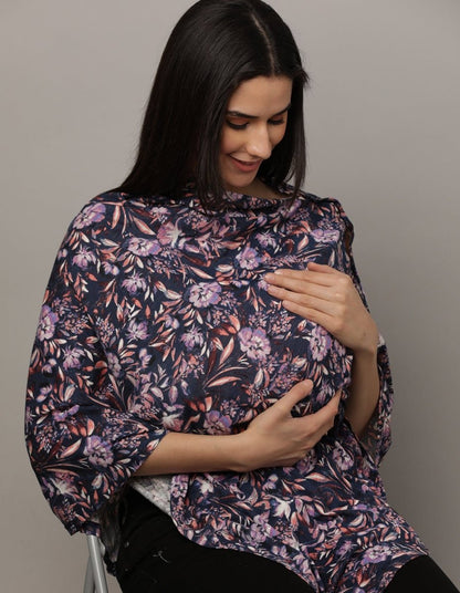 Blue Floral Nursing Cover and Top - NURC-BLFRL