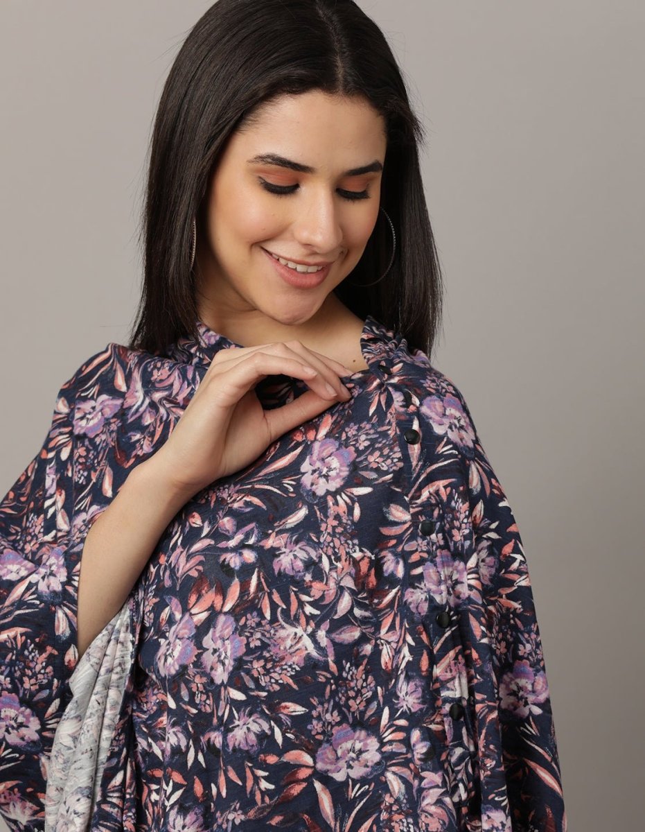 Blue Floral Nursing Cover and Top - NURC-BLFRL