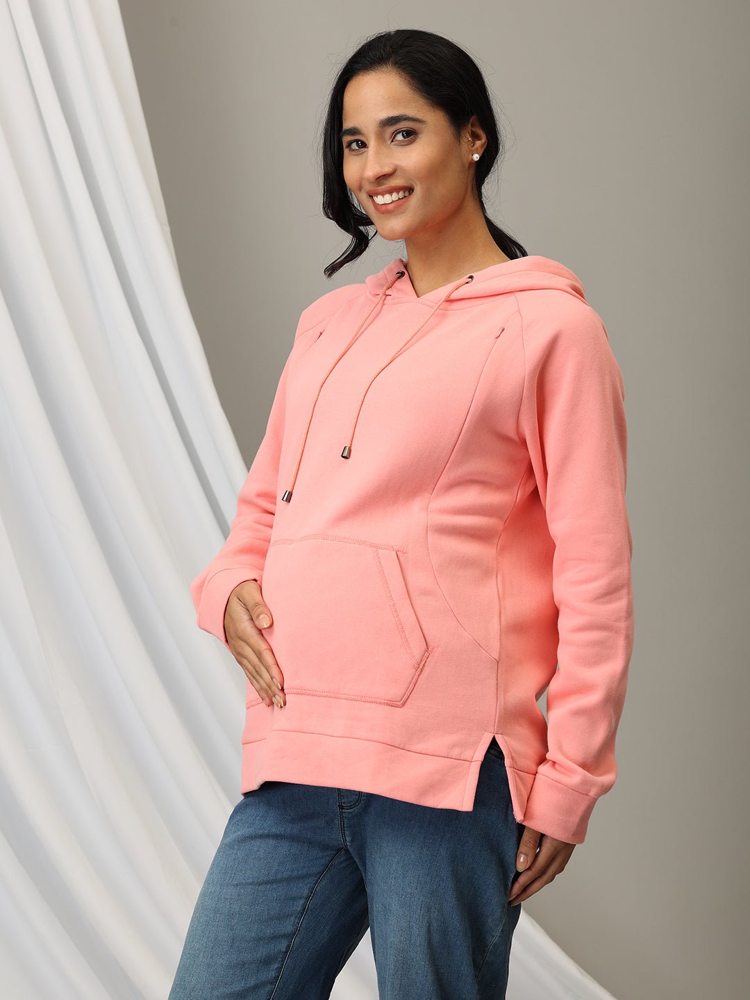 Blush Rush maternity and Nursing Hoodie Sweatshirt - MNSWT - SD - BSRS - S
