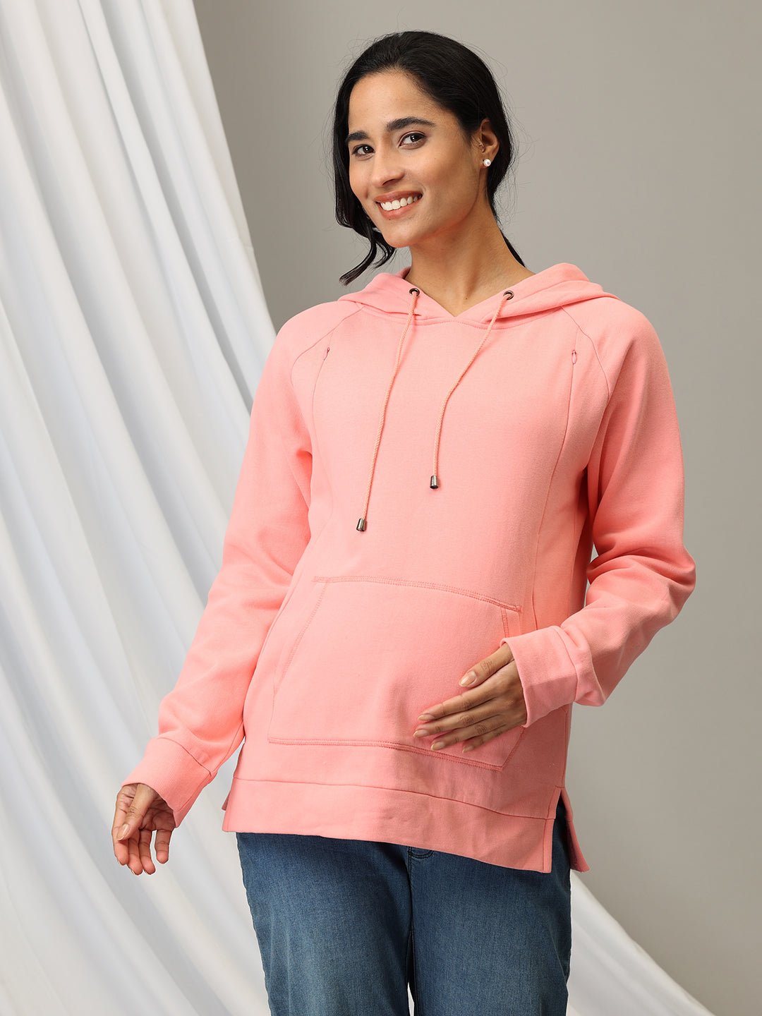 Blush Rush maternity and Nursing Hoodie Sweatshirt - MNSWT - SD - BSRS - S