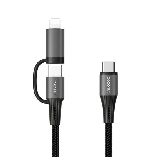 C19 2 in 1 Fast Charging Cable - 1M Lightning, Type C, Micro USB - HalfPe