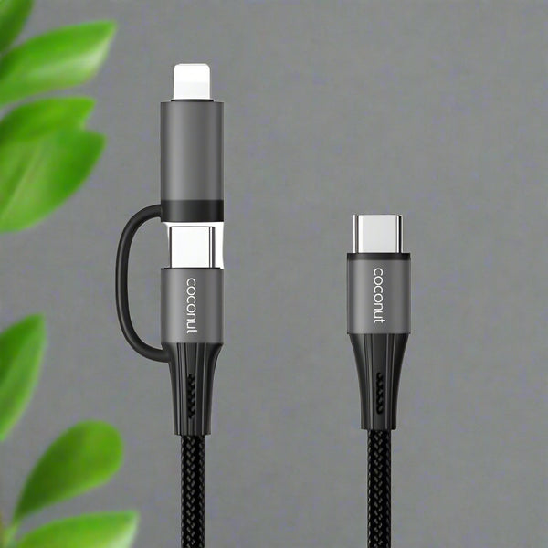 C19 2 in 1 Fast Charging Cable - 1M Lightning, Type C, Micro USB (Pack of 3) - HalfPe