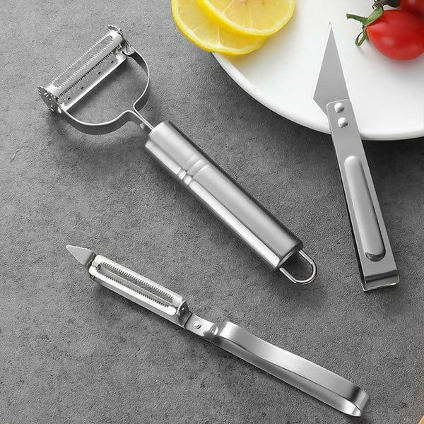 3 in 1 Vegetable Peeler Set with Stainless Steel Blades