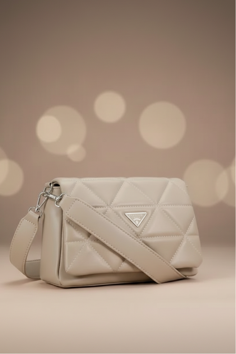 Elegant Quilted Sling Bag with Mini Pouch (Beige) RAYORA ENTERPRISE