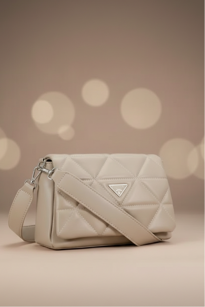 Elegant Quilted Sling Bag with Mini Pouch (Beige) RAYORA ENTERPRISE