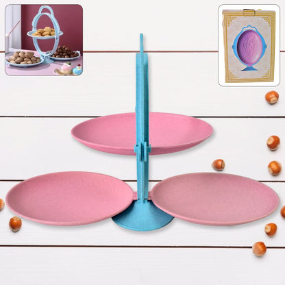 Foldable Mirror-Shaped Fruit & Candy Plate – Multi-Use Tray (1 Set)