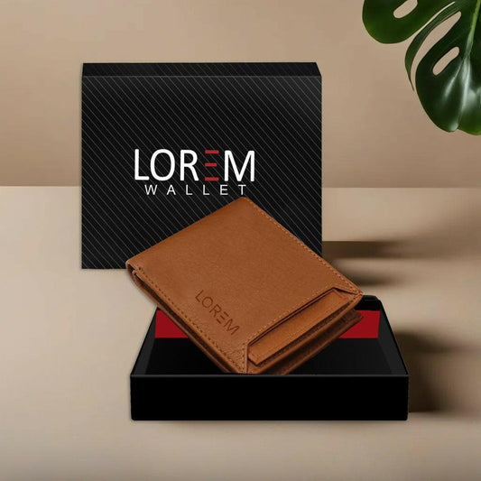 Lorem Tan Removable Card Slot Bi-Fold Faux Leather 7 ATM Slots Wallet For Men - HalfPe