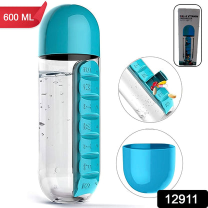 Multi-Functional Pill & Water Bottle – Travel Kit 600ml (Mix Color)