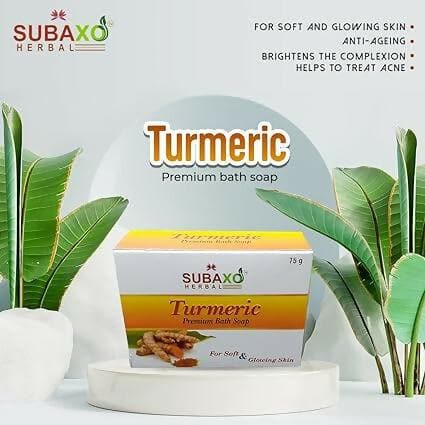 SUBAXO Turmeric Bath Glycerine For Soft & Clear Skin Soap Pack (4x75g,Pack Of 4) - HalfPe