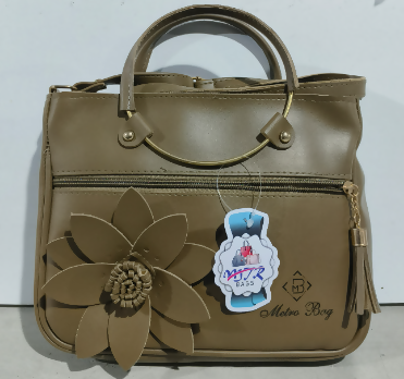 Elegant Tan Handbag with Floral Design (Brown, TPT)