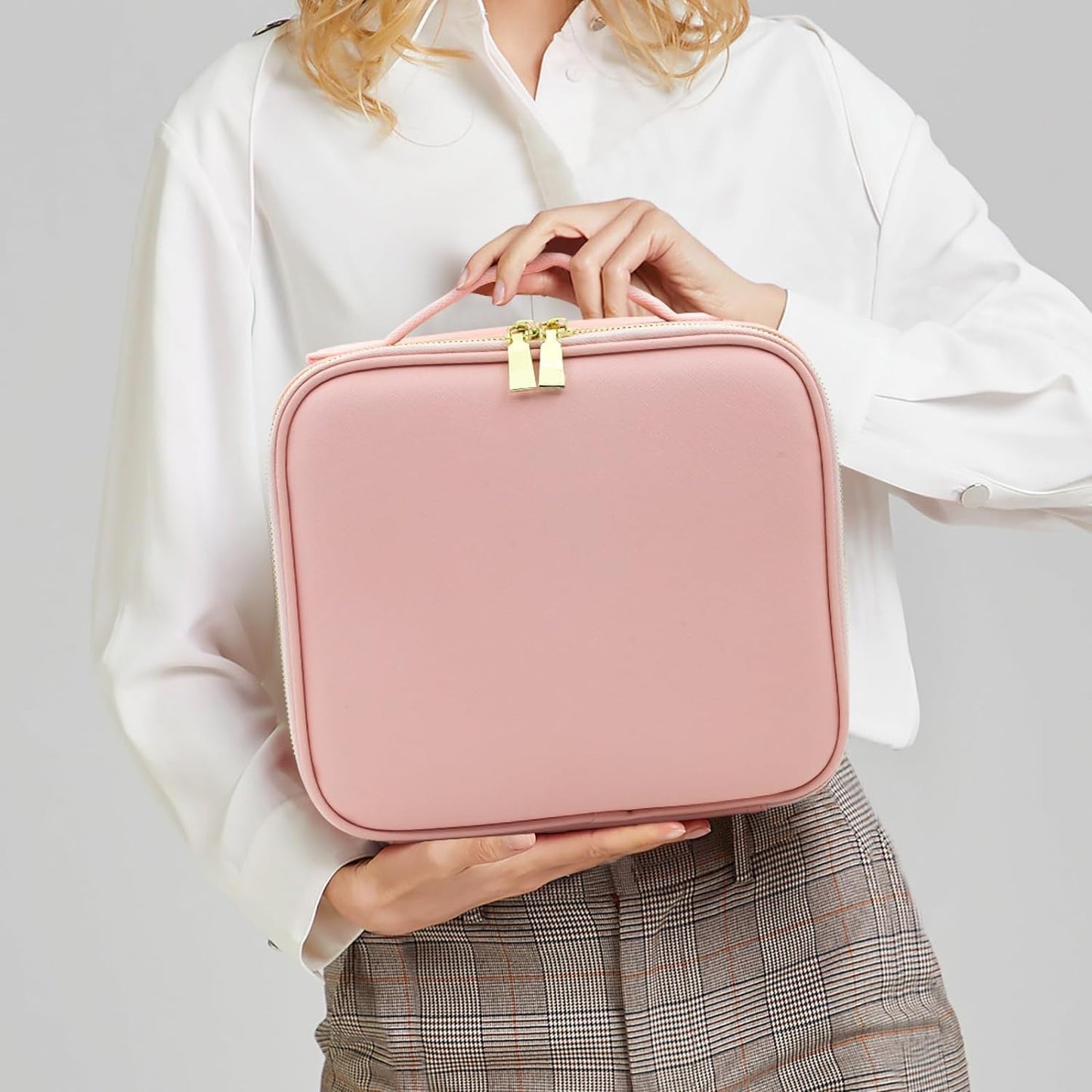 Pink Premium Led Light Makeup Organizer Box (1 Pc)