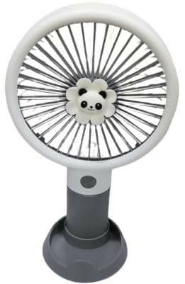 Portable Rechargeable USB Mini Hand Fan With Stand Holder (Grey White) - HalfPe