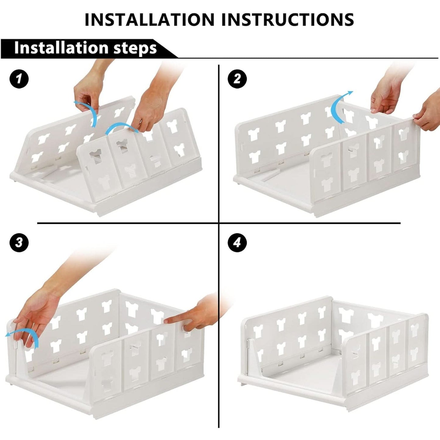 4-Layer Stackable Storage Organizer Foldable Drawer Shelf Cart
