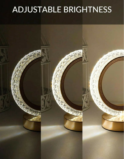 Round Crystal Cordless Table Lamp – Luxury Diamond Nightstand Light for Bedroom, Living Room & Party Decor