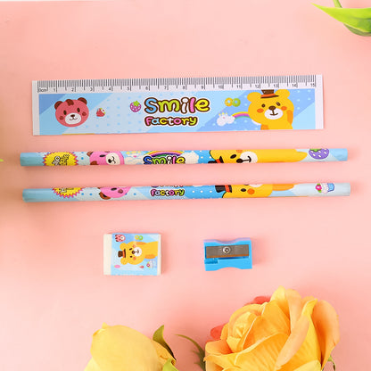 Wooden Pencil Set Stationary Set 5 In 1 Items Educational Item For School Going Kids Stationary Set For Girls Boysstationary For Schoolgift Pack For Girls Kidsbirthday Gift Kids (5 Pc Set