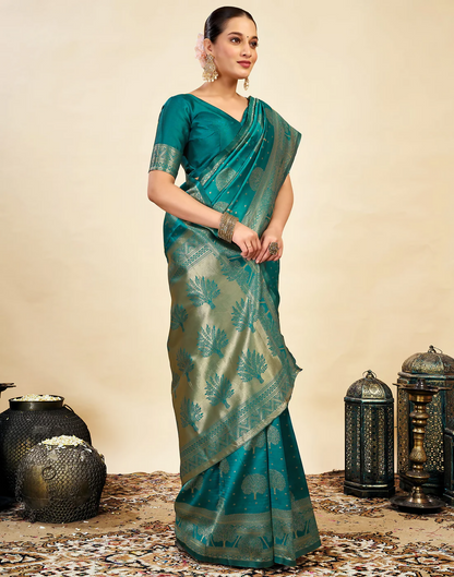 AXONIT Wedding & Festive Jacquard Saree with Heavy Zari Weaving