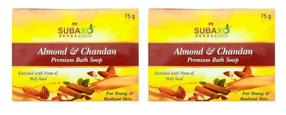 SUBAXO Almond & Chandan + Radiance-x Bath Soap Combo (2x75g,Pack Of 2) - HalfPe