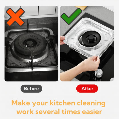 Aluminum Gas Stove Burner Protector Covers  Reusable Non-Stick Foil Gas Range Protectors  (10 Pc  23x23 Cm)