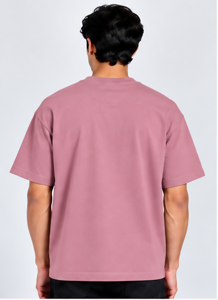 HUSTLE Men's Crew Neck Oversized T-Shirt – Mauve Rose(Oversized fit)