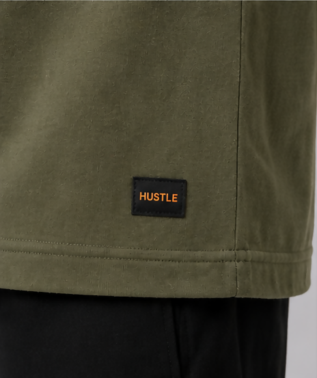 HUSTLE Men's Crew Neck Oversized T-Shirt – Olive Green